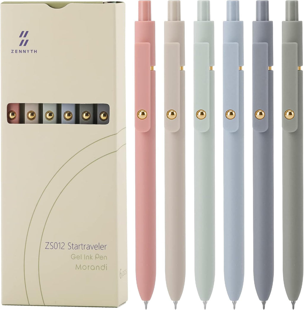 Ddaowanx Gel Pens, 6 Pcs 0.5mm Quick Dry Black Ink Pens Fine Point Smooth Writing Pens, Cute Office School Supplies Gifts for Women