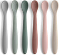 6-Piece Silicone Baby Feeding Spoons, First Stage Infant Spoons, Soft-Tip Easy on Gums I Baby Training Spoon | Infant Utensils Feeding Supplies, Dishwasher & Boil-proof