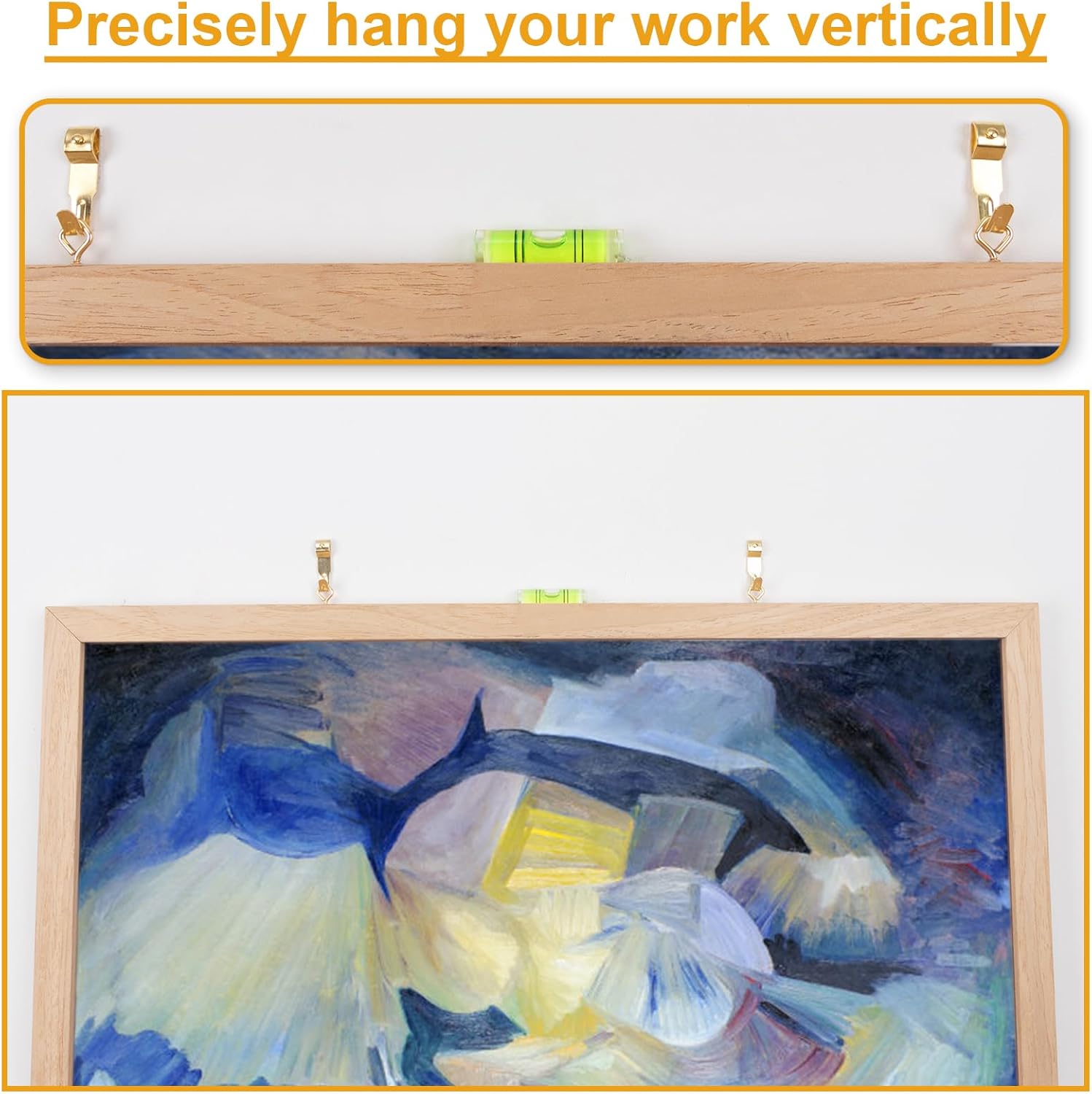 KURUI 303Pcs Picture Hanging Kit, Picture Hangers Assorted Kit with Heavy Duty Picture Hanging Hooks/Hardware Nails/Sawtooth/Wire/D Rings/Level, Metal Picture Wall Hooks for Frame Canvas Mounting