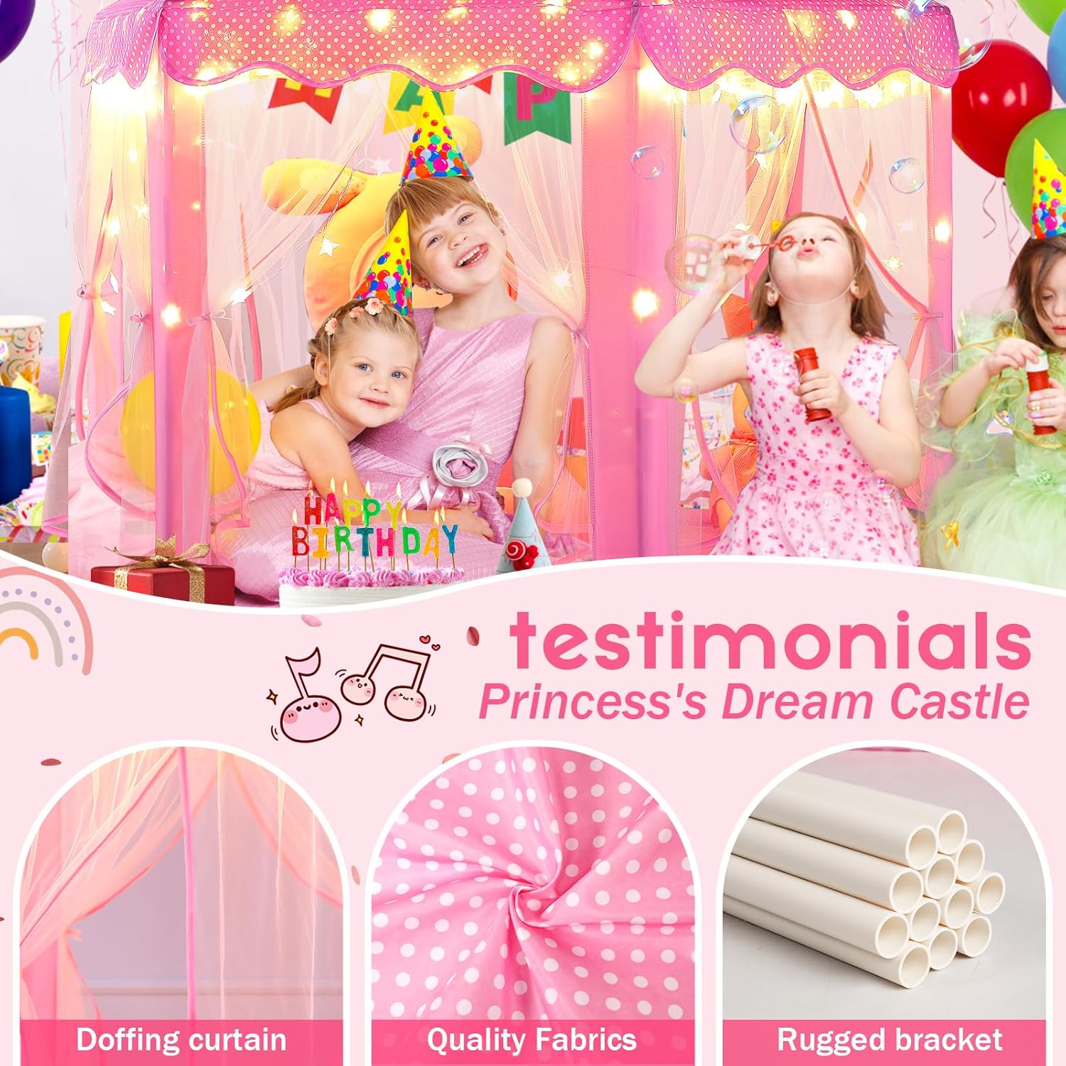 Monobeach Princess Tent Girls Large Playhouse Kids Castle Play Tent with Star Lights Toy for Children Indoor and Outdoor Games, 55'' x 53'' (DxH)