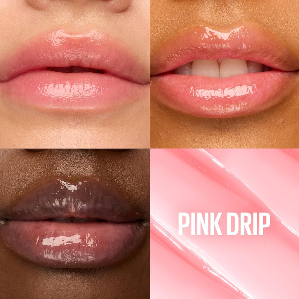 MAYBELLINE Lifter Glaze Oil Balm with Hyaluronic Acid and Hydrating Oil Blend, Lip Balm with 24HRs of Smooth, Moisturizing Shine, Pink Drip (Sheer Baby Pink)