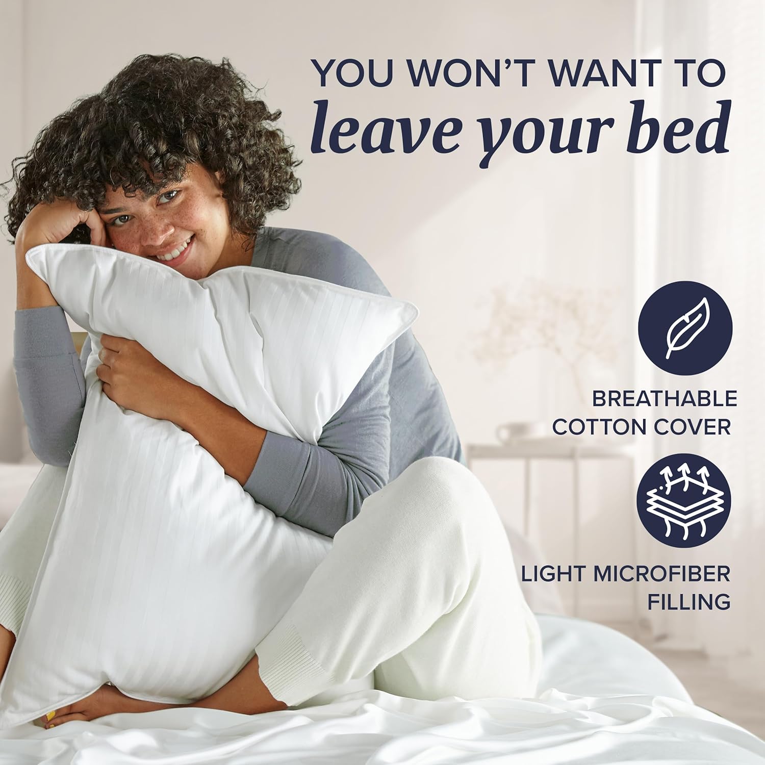Beckham Hotel Collection Bed Pillows Standard/Queen Size Set of 2 - Original Soft Down Alternative Pillow for Sleeping - Soft Support for Back, Stomach or Side Sleepers