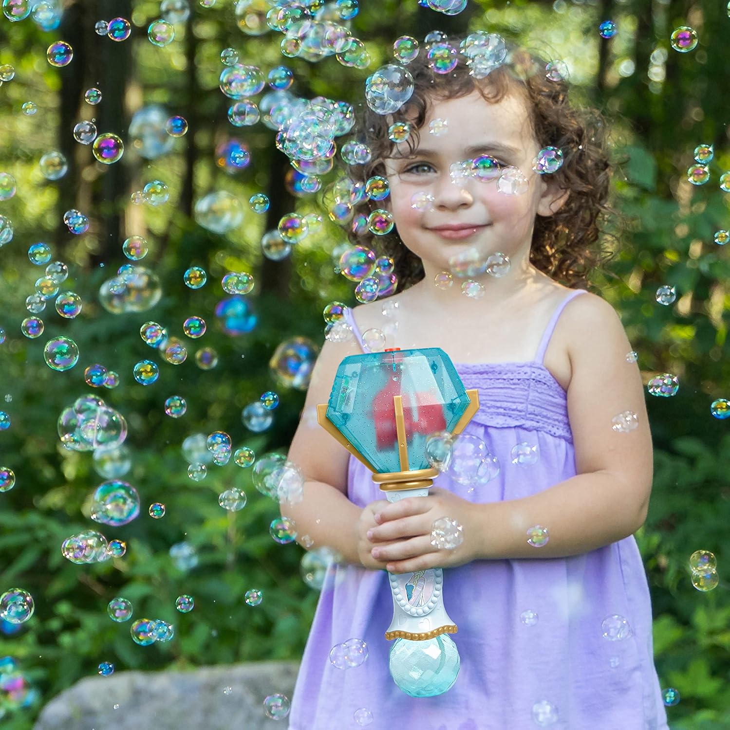 Little Kids Disney Frozen Elsa Light and Sound Musical Bubble Wand, Includes Bubble Solution (20513)